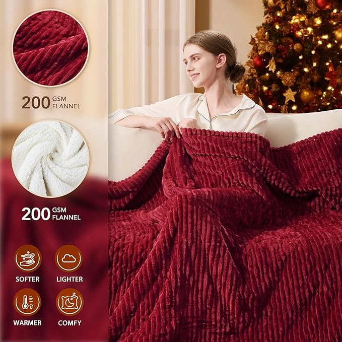 Homemate Electric Blanket King Size- 100"x90" Heated Blanket King Size 1/2/4/6/8 Hours Auto-Off 10 Heat Levels Over-Heat Protection Soft Flannel Sherpa ETL Certification