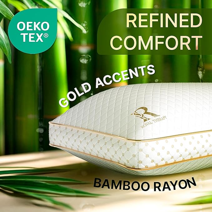 Royal Therapy 4-Pack Queen Memory Foam Pillow, Adjustable Shredded Odor-Free Pillow for Neck & Shoulder Pain Relief, Support for Back, Stomach, Side Sleepers, AirFlowPRO