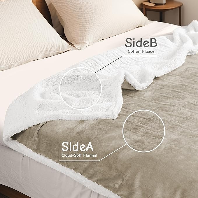 Electric Heated Blanket Queen Size 84"x90", Soft Flannel with Dual Controllers & Overheat Protection, 6 Adjustable Heat Settings & 10-Hour Auto-Off Timer, Fast Heating for Winter Comfort, Camel
