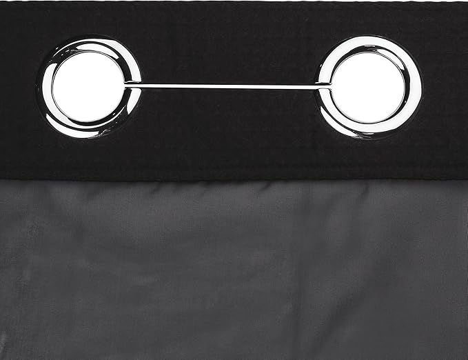 River Dream Black Fabric Shower Curtain Set, Cotton Blend, Waffle Weave, with Snap in Replacement Liner，54 x 80 inches