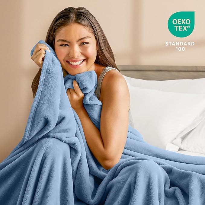 Bare Home Fleece Blanket - Twin/Twin Extra Long - Ultra-Soft Lightweight for Bed, Sofa, and Couch - Luxury Microplush - Cozy Warm Blanket (Twin/Twin XL, Coronet Blue)