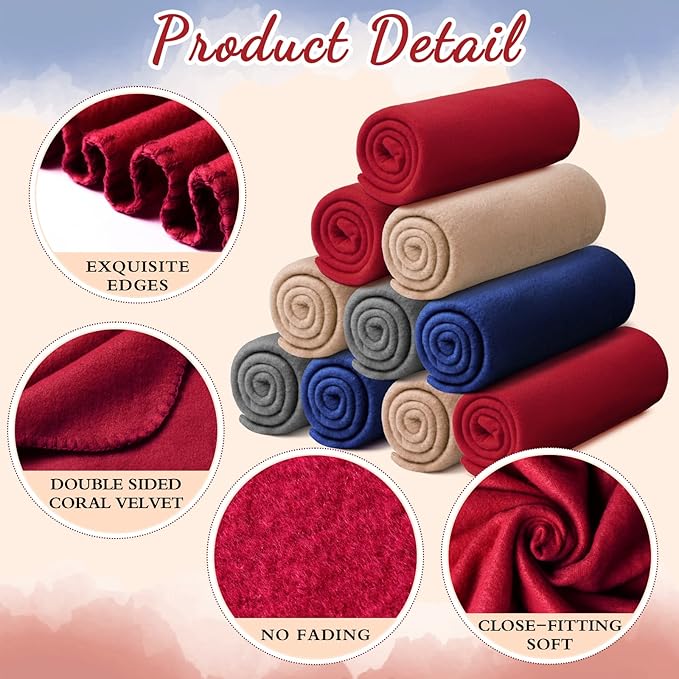 24 Packs Fleece Throw Blanket Soft Warm Lightweight Fleece Blanket Cozy Throw Bulk for Bed Couch Sofa Home Office Wedding Gifts Suitable for Seasons, 50 x 60 Inches(Morden Color)