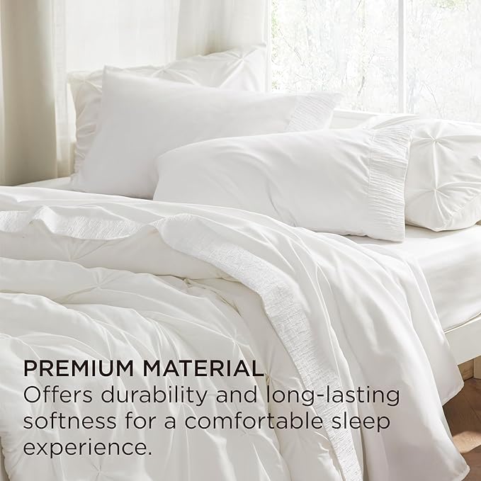 Bedsure Twin XL Sheet Sets Dorm Bedding - 3 Pieces Soft Extra Long Twin Sheets, Hotel Luxury, Easy Care Microfiber for Women, Men, White