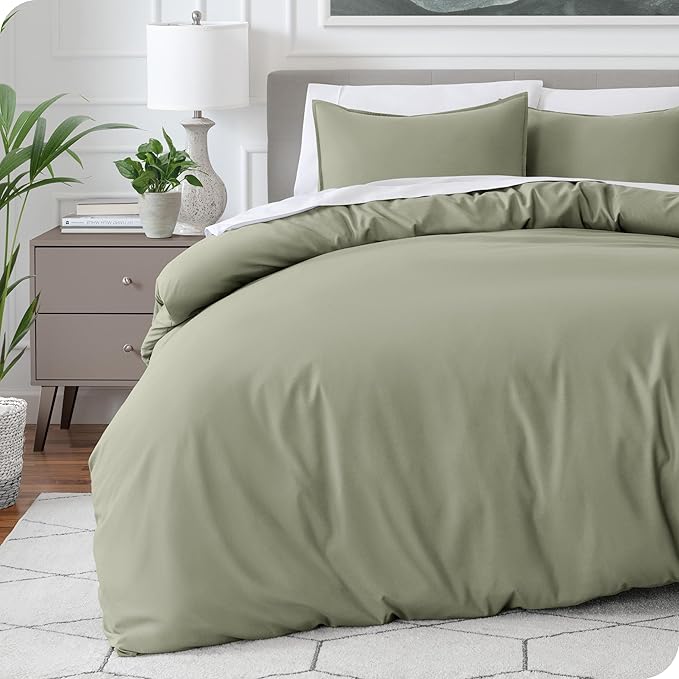 Bare Home Bedding Duvet Cover Full Size - Premium 1800 Super Soft Collection - Lightweight, Cooling - Soft Breathable Bedding Duvet Cover (Full, Sage)