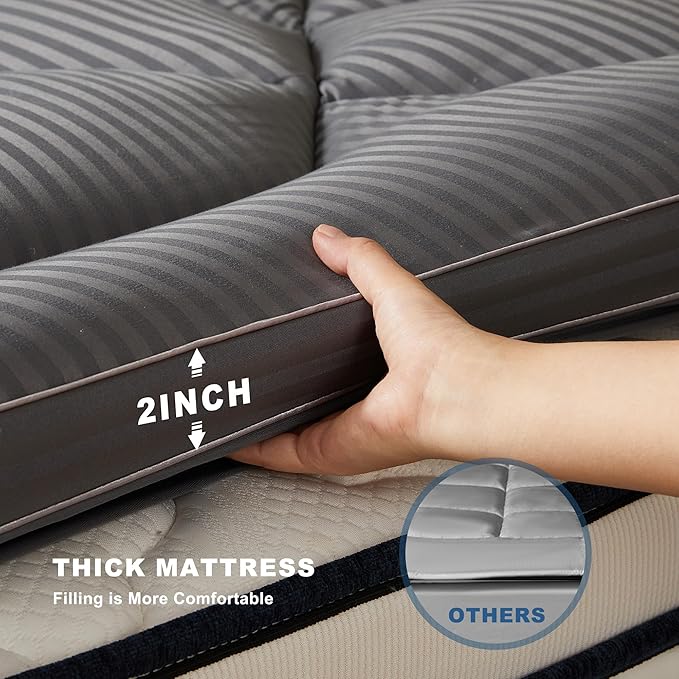 BEDLORE Queen Mattress Topper, Thick Pillow Top Pad for Back Pain Relief, Cooling Soft Mattress Cover with Deep Pockets 6-18 inch