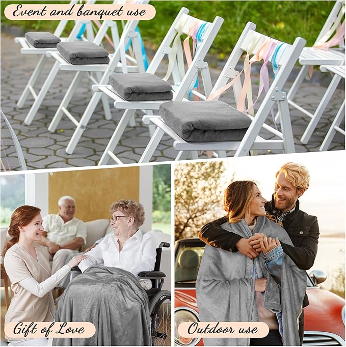 Tinideya 12 Pcs Flannel Fleece Throw Blanket Bulk 50 x 60 Inch Soft Fleece Blanket Warm Throw Blanket Coral Blankets for Couch Sofa Home Wedding Gifts Season (Light Gray)