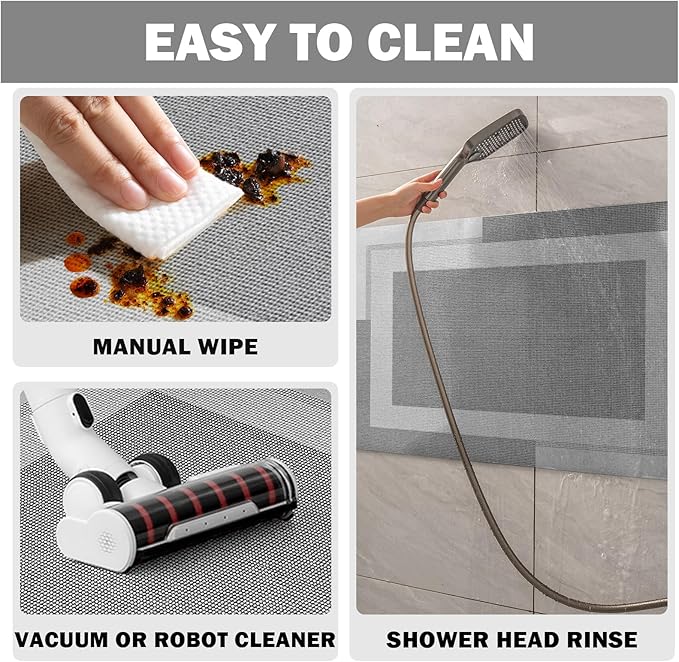 Non Slip Bath Mat, Rubber Backing Ultra Thin Bathroom Rugs Fit Under Door Quick Dry Super Absorbent Washable Bath Rug Shower Mat for Bathroom Floor Bathtub Shower Sink, Easy Care Gray 20"x 32"
