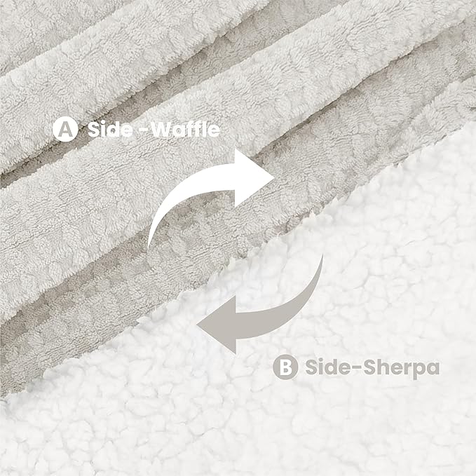 Heated Blanket Electric Blanket Full Waffle,72x84 Inches Sherpa Fleece Fast Heating Blanket 6 Heating Levels & 10 Hours Auto Off ETL Certification,Beige Full