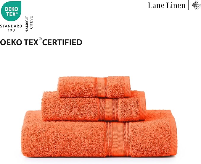 LANE LINEN Luxury Bath Towels Set - 6 Piece, 100% Cotton, Quick Dry, Super Soft & Absorbent, Zero Twist (2 Bath Towels, 2 Hand Towels, 2 Washcloths) - Rust