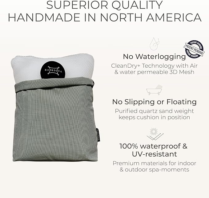 BADESOFA® Luxury Bath Pillow M - Lusciously Soft & Comfortable Tub Pillow for Bathtub - Washable & Quick-Drying Bath Back Pillow - Non-Slip Full Body Tub Pillow - Luxury Spa Cushion in Green