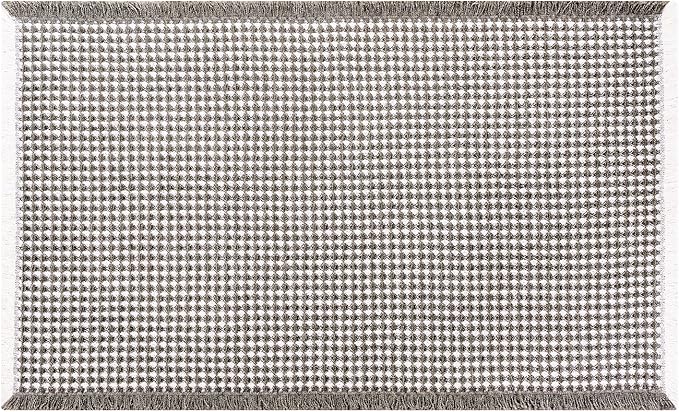 Waffle Runner Bath Mat - Long Boho Bathroom Rugs Non Slip Washable, Super Absorbent & Quick Dry, Soft Bath Mat Farmhouse Bathroom Decor, 24'' x 72'', Olive Green and White
