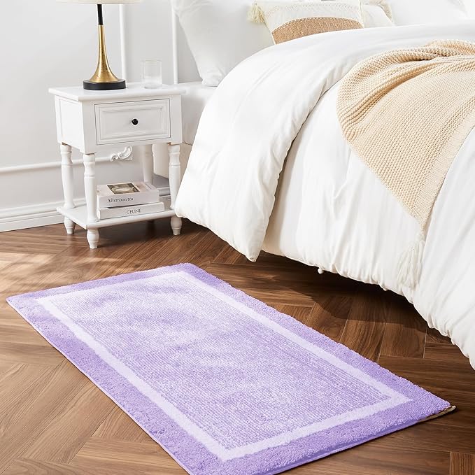 CozeCube Bath mats for Bathroom Non Slip, Fluffy Absorbent Microfiber Bath mat Washable, Aesthetic Bathroom Rugs, Long Purple Bath Runner, Lavender, 59" x 24"