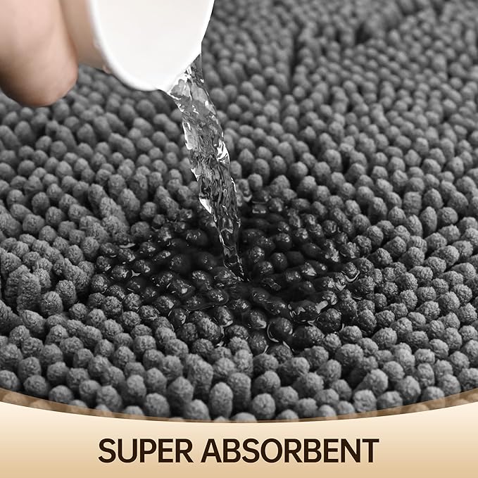 Amyracel Bathroom Rug Mat 48x72, Thick Soft Quick Dry Absorbent Chenille Bath Rug, Rubber Back Non Slip Machine Washable Bath Mat for Bathroom Shower Tub Floor