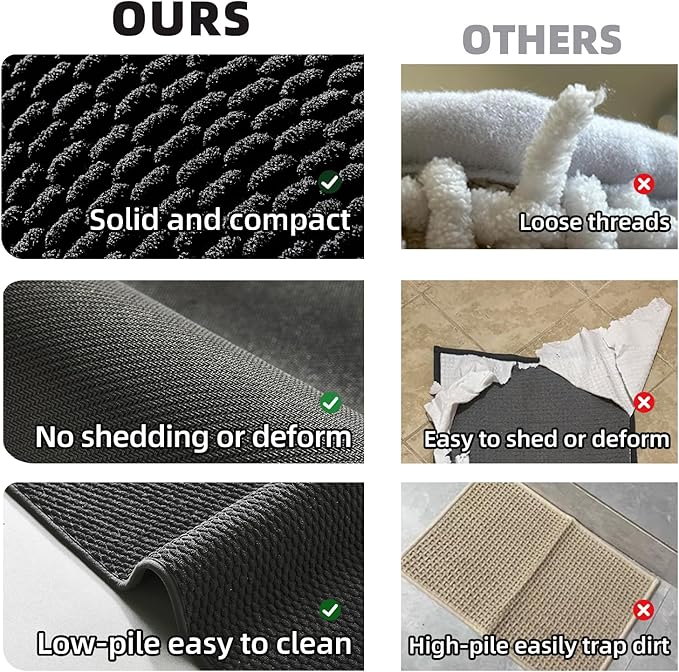 Black Bathroom Rugs Non Slip Washable, Super Absorbent Thin Bath Mat Small Quick Dry Low Pile Bathroom Rug, Black 16''x24''