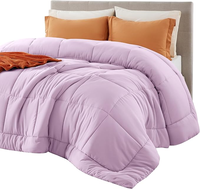 Bedsure Comforter Duvet Insert - Quilted Comforters Twin XL Size, All Season Duvet, GentleSoft Down Alternative Bedding, with 8 Tabs, Gifts for Women/Men, Light Purple, Twin XL 92 x 68 Inches