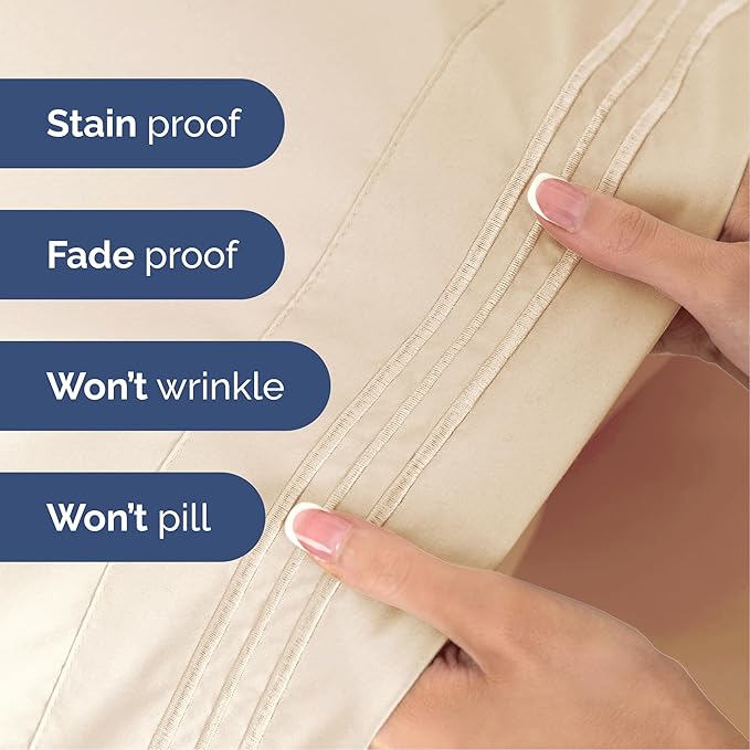 Cal King Size 4-Piece Sheet Set - Extra Soft, Breathable & Cooling - Hotel Luxury Durable Bed Sheets for Women & Men - Deep Pockets, Easy-Fit & Wrinkle-Free - Cream Pink Oeko-Tex