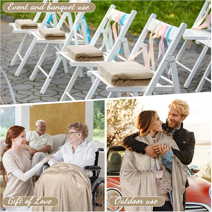 Tinideya 6 Pcs Flannel Fleece Throw Blanket Bulk 50 x 60 Inch Soft Fleece Blanket Warm Throw Blanket Coral Blankets for Couch Sofa Home Wedding Gifts Season (Khaki)