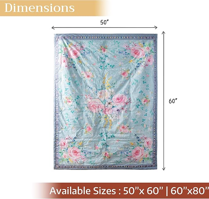 Maison d' Hermine Throw Blanket for Couch Lightweight Soft Warm Breathable Cotton Throw Blankets for Bed Girls Boys Women Men Gifts Sofa Travel Living Room Chair Bedding (50"x60", Sweet Rose Lavender)