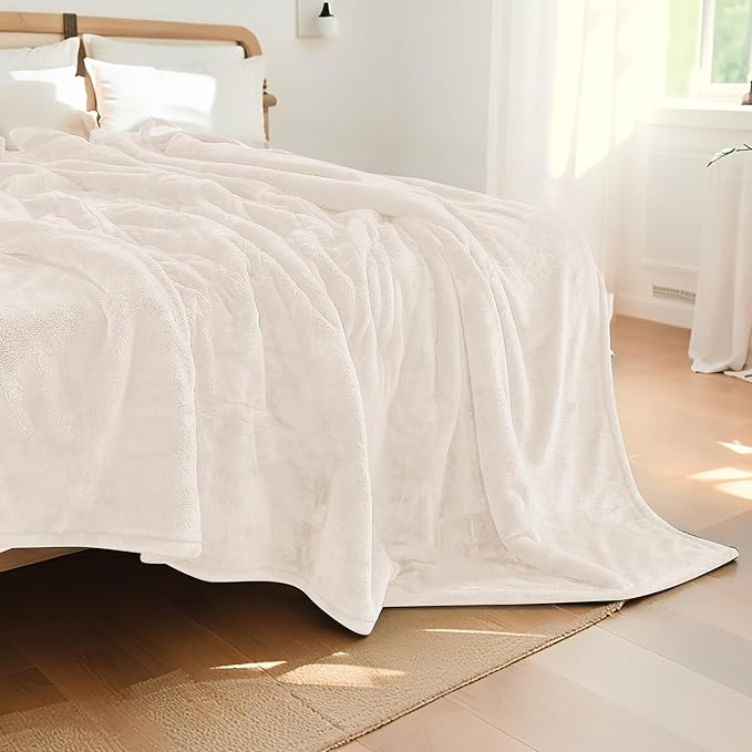 Electric Heated Blanket Queen Size 84"x90", Dual Controllers, Cozy Large Oversized, 4 Heating Levels & 10 Hours Auto Off, Cozy for Bed, Sofa, & Office, Machine Washable, White