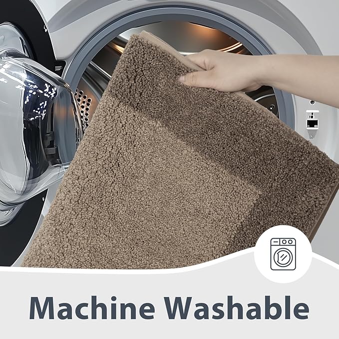 Bathroom Rugs 30" x 46", Non-Slip Extra Soft Absorbent Bath Rugs, Machine Washable Quick Dry Bath Mats for Bathroom Floor, Shower, Bathtub and Sink, Grayish Brown & Coffee