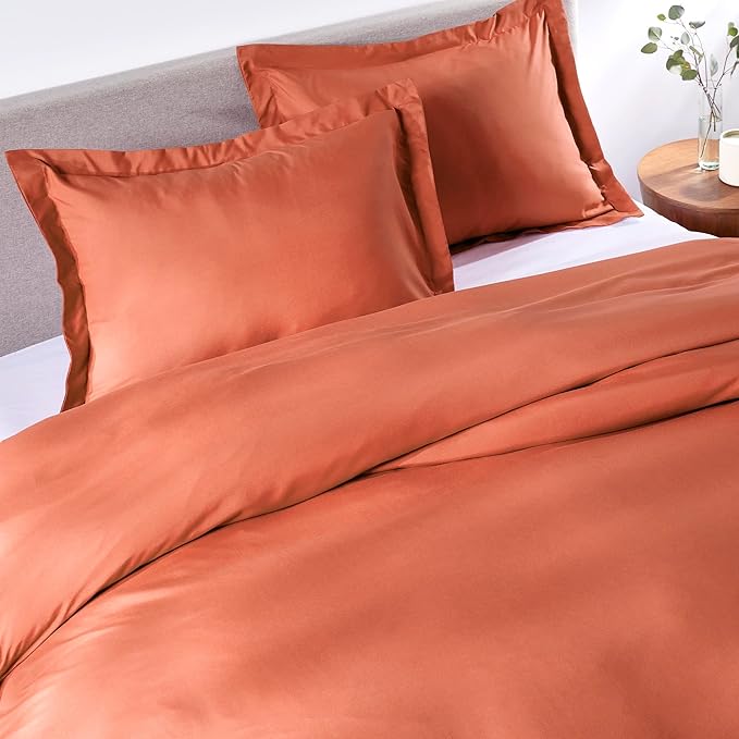 PeachSkinSheets 1500tc Level of Softness Soft Cooling Duvet Cover Set | King/Cali King Size - Pumpkin Spice