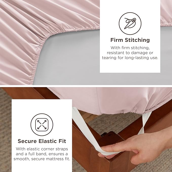 Bedsure Deep Pocket Queen Sheets Set - Fits Mattresses Up to 21 Inches Thick - 4 Piece GentleSoft Bed Sheets, Moisture Wicking, Soft & Cooling Bedsheet & Pillowcases, Easy & Secure Fit, Blush Pink