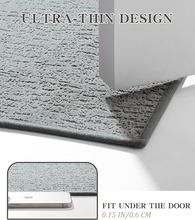 chakme Bathroom Rug Sets 3 Piece, Ultra Thin Bath Mat Quick Dry Bath Mat Set, Absorbent Bath Mat for Bathroom Non Slip Machine Washable, (Light Grey, 3 Piece)