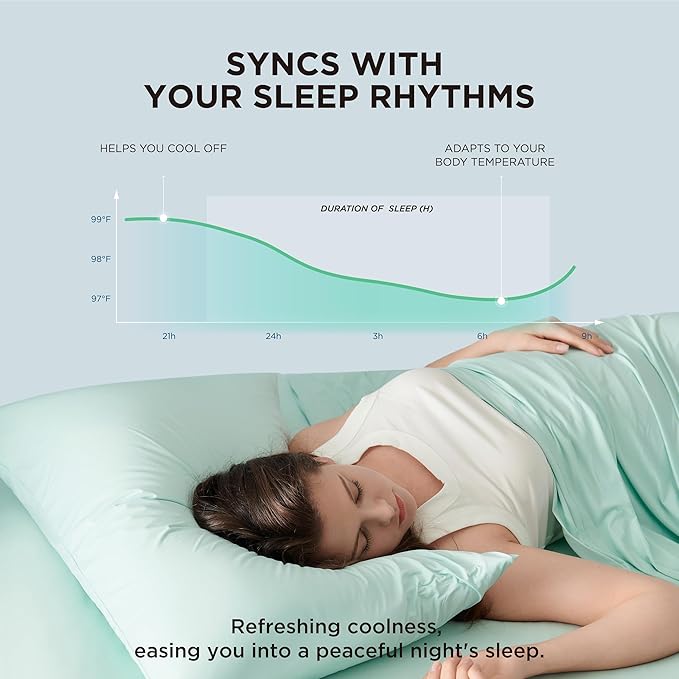 Bedsure Cooling Pillow Cases, Zipper Pillow Cases Queen Size Set of 2, Cool Pillowcases for Hot Sleepers & Night Sweats, Soft & Breathable Cold Pillow Covers for Hair & Skin, Gift, Green, 20x30 Inches