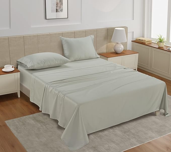 LANE LINEN Extra Long Twin Sheets – 450 Thread Count 100% Cotton Sheets, Soft Sateen Weave, Cooling & Fade-Resistant, 15” Deep Pocket Twin XL Sheet Set, Moonstruck
