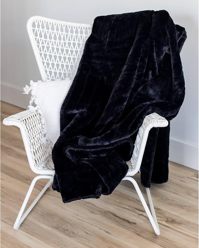 Minky Designs Jaguar Black Minky Blanket – Ultra Soft Faux Fur Throw Blanket for Couch, Bed & Home – Fluffy, Warm & Luxurious – Posh Collection (Medium, 50x60)