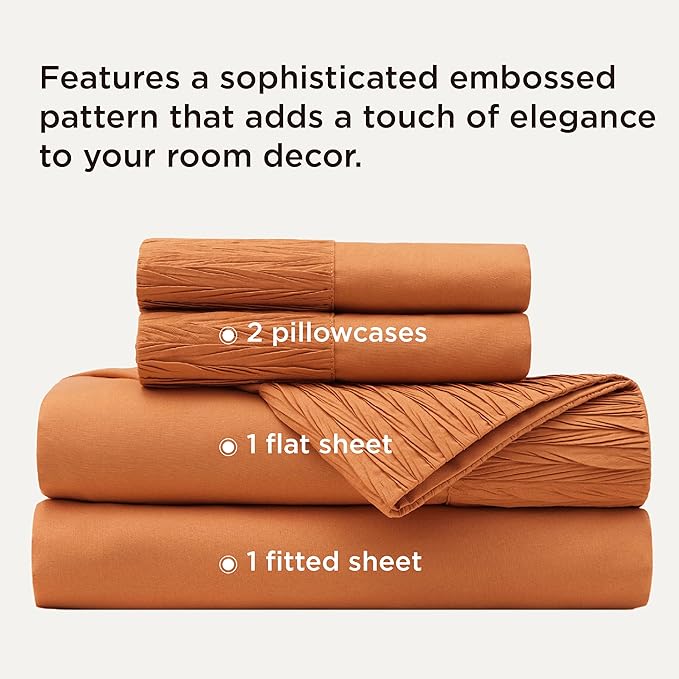 Bedsure California King Sheet Sets - 4 Pieces Soft Cal King Sheets - Breathable & Cooling - Hotel Luxury - Easy Care Polyester Microfiber Bedding for Women, Men, Dusty Orange