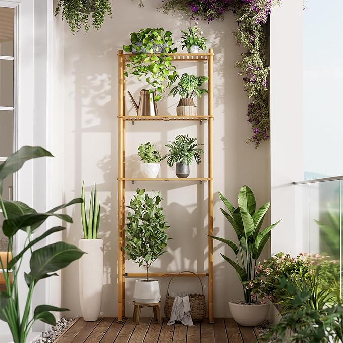 AmazerBath Over The Toilet Storage Shelf Bamboo, 3-Tier Over Toilet Organizer Rack, Freestanding Above Toilet Shelf for Bathroom, Laundry, Space Saver, Natural Color