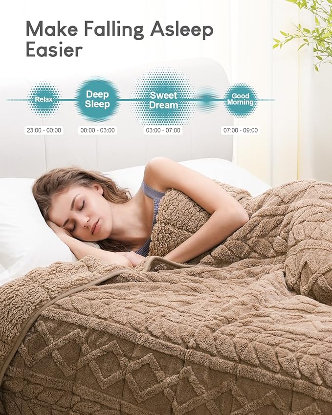 Cottonblue Weighted Blanket 17lbs for Relax and Calm - Plush Cozy Fleece Sherpa Weighted Blankets for Restful Nights, Luxurious Jacquard Decor Blanket Queen Size for bed sofa couch, 60x80 Inches, Grey