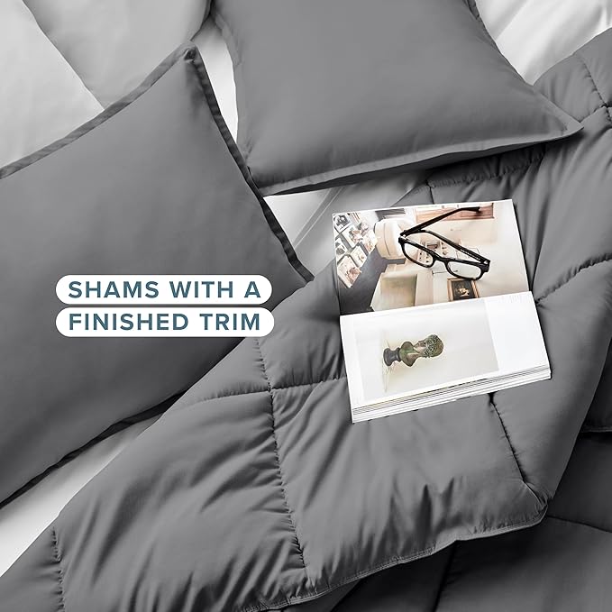 Bare Home Comforter Set - King/California King Size - Ultra-Soft - Goose Down Alternative - Premium 1800 Series - All Season Warmth (King/Cal King, Grey)