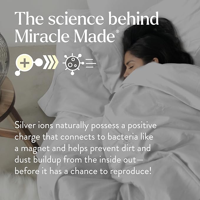 Miracle Made Extra Luxe Soft Cooling Pillowcase, 2-Piece Silver-Infused Cotton Fabric – Lightweight, Thermoregulating, Breathable Cover for Sensitive Skin, King/Cali King Size, White
