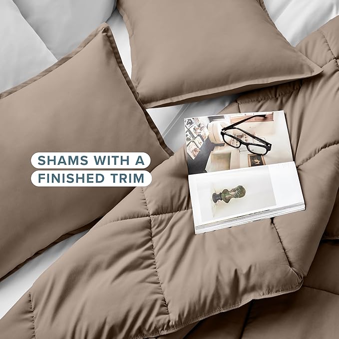 Bare Home Comforter Set - Oversized King Size - Ultra-Soft - Goose Down Alternative - Premium 1800 Series - All Season Warmth (Oversized King, Taupe)