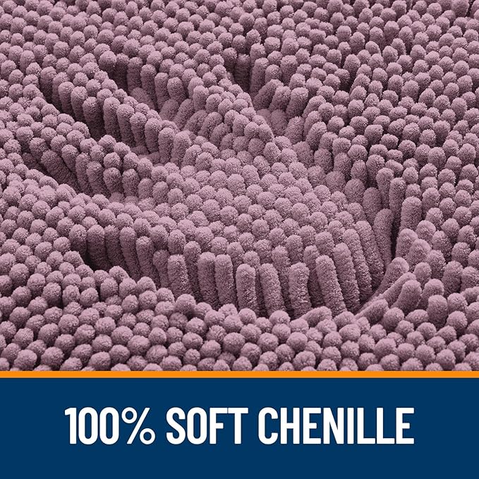 OLANLY Bathroom Rugs 59x20, Extra Soft Absorbent Chenille Bath Rugs, Rubber Backing Quick Dry, Machine Washable Bath Mats for Bathroom Floor, Tub and Shower, Home Decor Accessories, Deep Plum