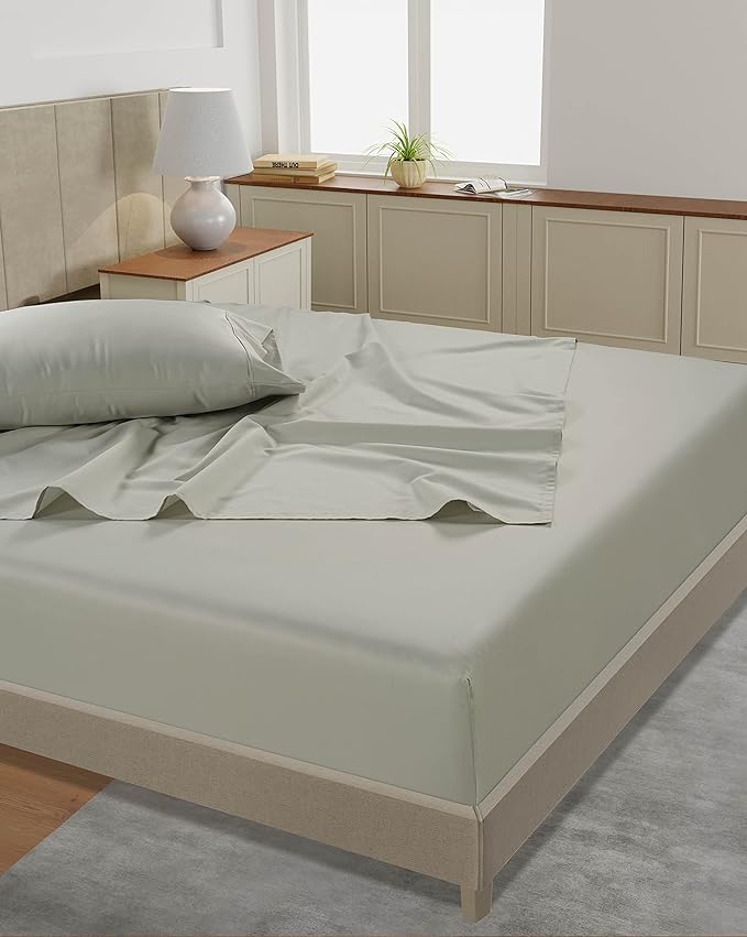 LANE LINEN California King Size Bed Sheets – 450 Thread Count 100% Cotton, Soft & Cooling Sateen Weave, 15” Deep Pocket Fully Elasticized Fitted Sheet, Fade-Resistant Hotel Bedding, Moonstruck