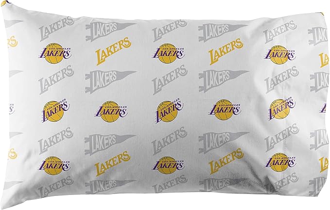 NORTHWEST Officially Licensed Los Angeles Lakers NBA Queen Size Sheet Set – Soft Team Logo Bedding for Dorms, Bedrooms, Fan Caves & Game Day Style