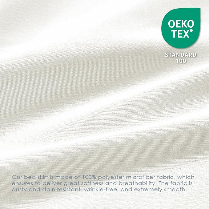 FreshCulture Full Bed Skirt, Elastic Wrap Around Bed Skirt Full Bed, Easy Fit with 15-Inch Tailored Drop, Hotel Quality Dust Ruffle for Full Size Bed, Bed Skirt Full Size (Ivory)