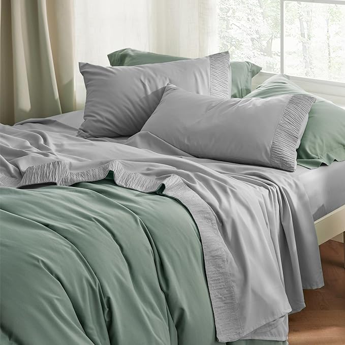 Bedsure Twin Sheets Set - 3 Pieces Soft Twin Bed Sheets - Breathable & Cooling - Hotel Luxury - Easy Care Polyester Microfiber Bedding for Women, Men, Grey