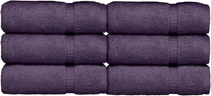 Luxury Hotel & Spa Collection, 100% Turkish Cotton 700 GSM Cloth, for Body wash, Makeup Remover & Facial Cleaning, Baby, face, Dobby Border Soft washcloths Towel Set 13" X 13", Plum, Set of 6