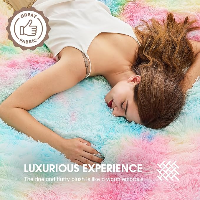 Heated Electric Blanket Throw,Warm Winter Birthday Gifts for Women Her Grandma-Faux Fur with Soft Sherpa,10 Heat Settings,5 Time Settings with Fast Heating, 50x60, Rainbow
