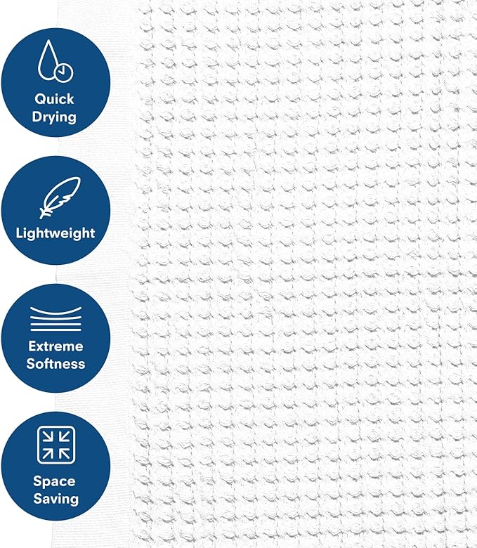 ONSEN Supima Cotton Waffle Bath Mat – Bathroom Rug, Washable Rug, Bathroom Floor Mat – Ultra-Absorbent, Quick-Dry, Soft & Durable Luxury Cotton - White, 20x30 in