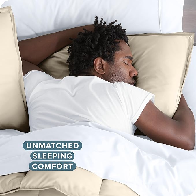 Bare Home Bedding Duvet Cover Oversized King Size - Premium 1800 Super Soft Collection - Lightweight, Duvet Cover - Soft Textured Bedding (Oversized King, Sand)