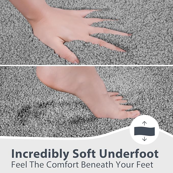 Bathroom Rugs 30" x 46", Non-Slip Extra Soft Absorbent Bath Rugs, Machine Washable Quick Dry Bath Mats for Bathroom Floor, Shower, Bathtub and Sink, Grey & Dark Grey