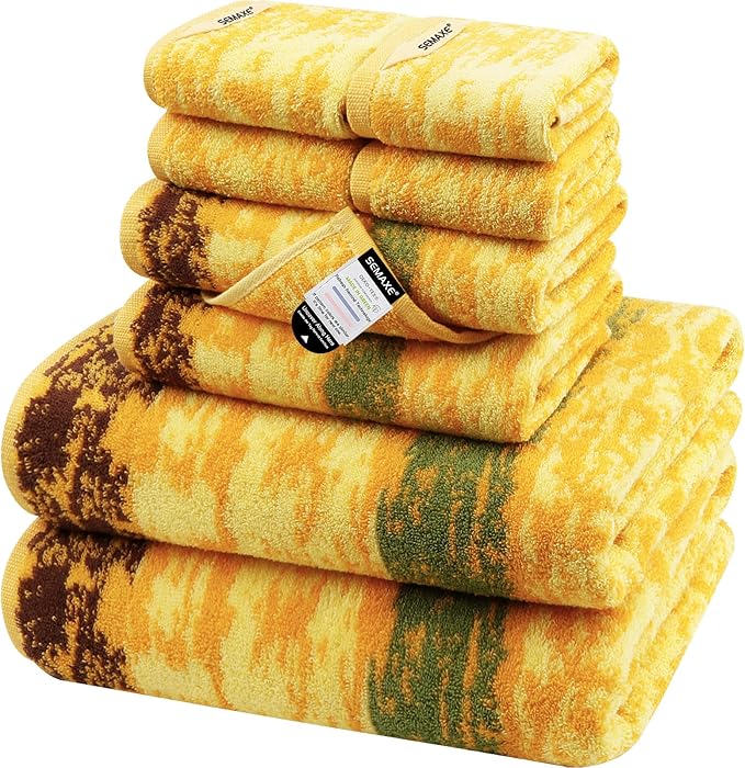 SEMAXE White Bath Towel Set, 100% Cotton Bathroom Towels with Hanging Loops, Luxury 8 Piece Towel Set Include 2 Bath Towels, 2 Hand Towels, 4 Washcloths