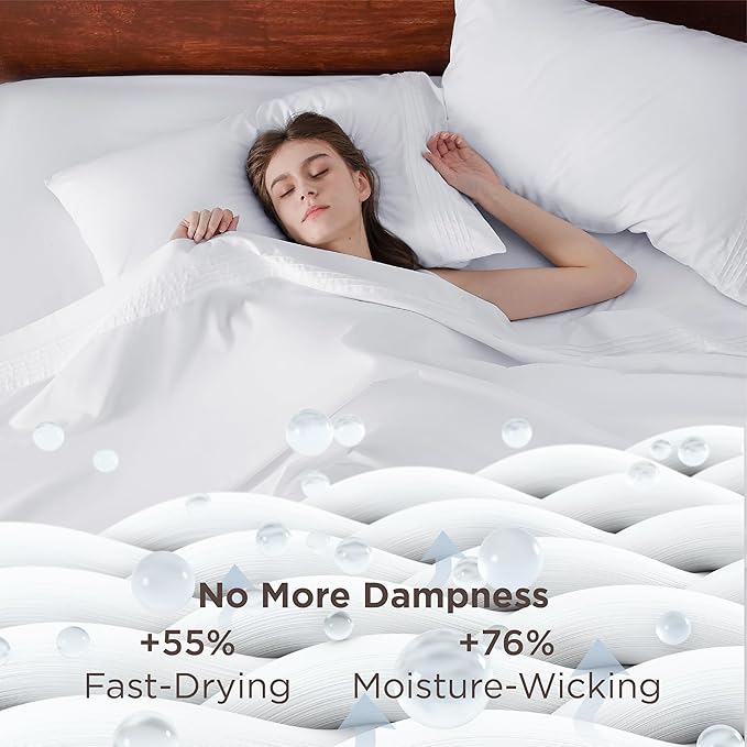 Bedsure Deep Pocket Full Size Bed Sheets Set - Fits Mattresses Up to 21 Inches Thick - 4 Piece GentleSoft Bed Sheets, Moisture Wicking, Soft & Cooling Bedsheet & Pillowcases, Easy & Secure Fit, White