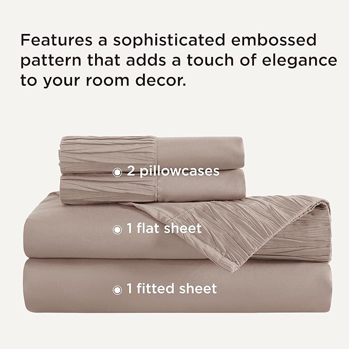 Bedsure Queen Sheet Set - 4 Pieces Soft Queen Size Sheets - Breathable & Cooling - Hotel Luxury - Easy Care Polyester Microfiber Bedding for Women, Men, Khaki