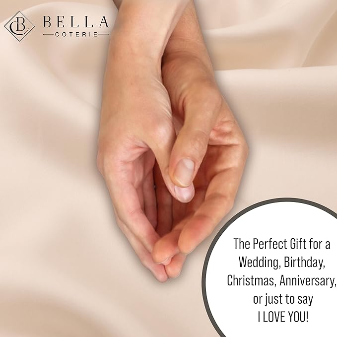 Bella Coterie Luxury Bamboo Viscose Queen Size Duvet Cover Set | 100% Organically Grown | Corner Ties | Ultra Soft | Cooling | Two Pillow Shams | 90 x 94 | No Insert [Champagne]